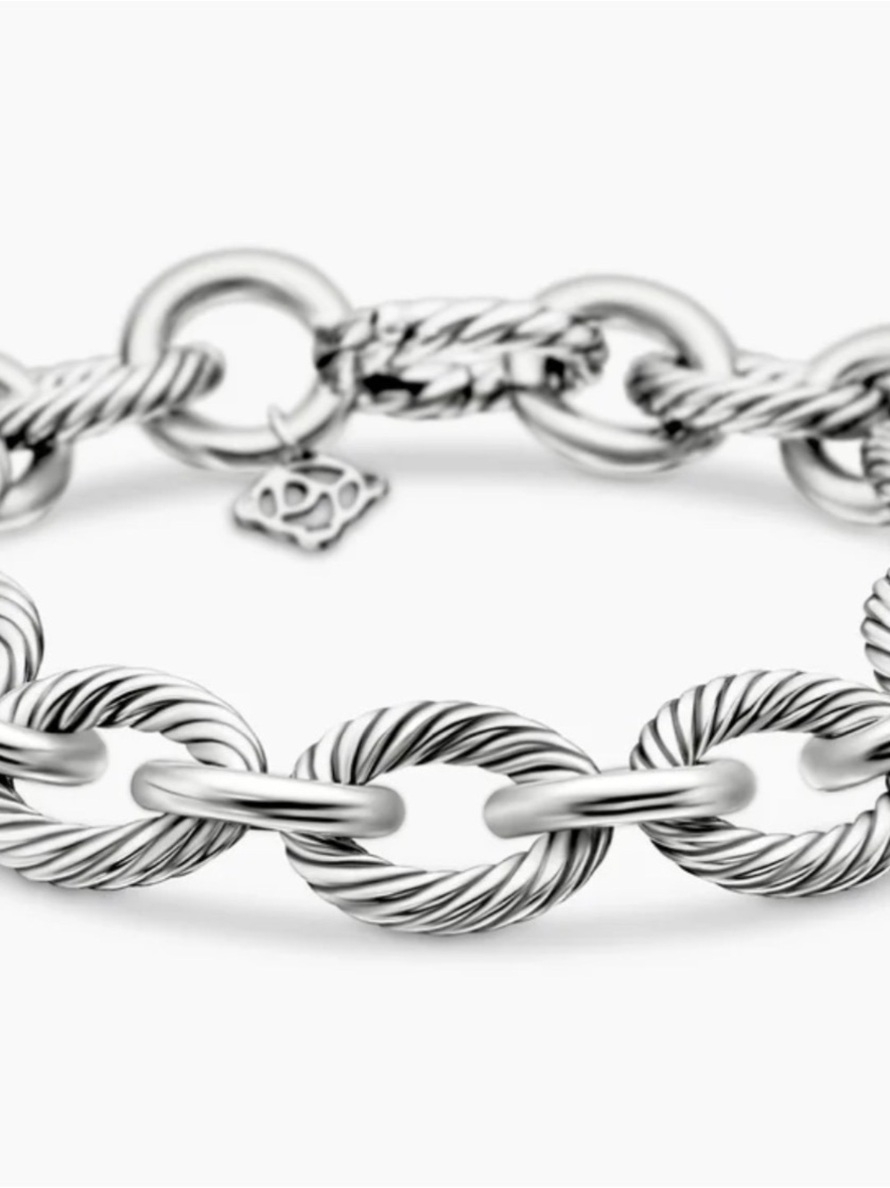 David Yurman Sterling Silver Oval Link Chain Bracelet 12mm 8”